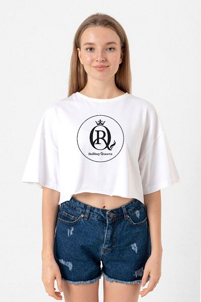 Tshirthane Rolling Quartz Logo White Women's Crop Tshirt
