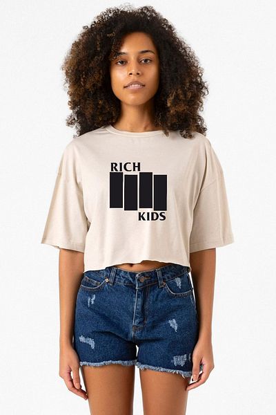 Tshirthane G-Dragon Rich Kids Beige Women's Crop T-Shirt