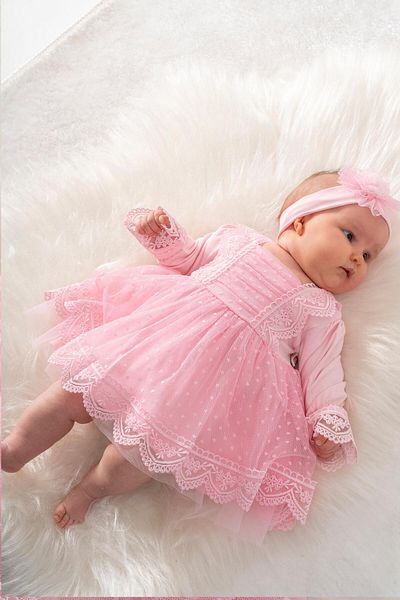 Sitilin French Lace Baby Girl Mawlid Dress and Wedding Dress Set - Stl6839