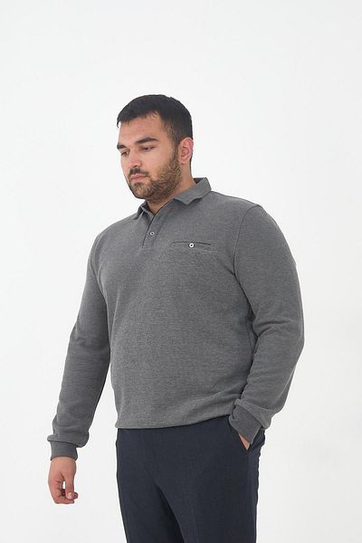 Maccali Men's Winter Wide Plain Smoked Oversized Polo Neck T-Shirt with Pockets
