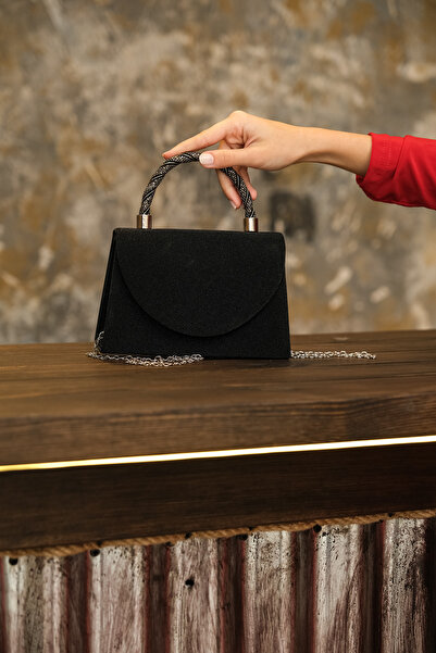 ROZA CANTA Rochie de seară pentru femei cu sclipici negru, cu detaliu de piat...