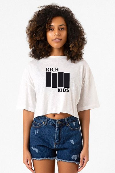 Tshirthane G-Dragon Rich Kids White Gray Women's Crop T-Shirt