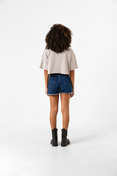 Tshirthane Stone Color Babymonster Logo Women's Crop Hoodie