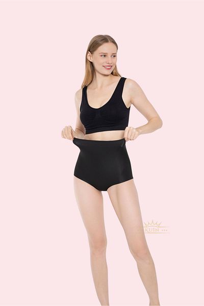 KUIN Laser Cutting No Trace Not Waisted Firming Recovery High Waist Panties Corset (Ghost Corse)