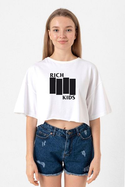 Tshirthane G-Dragon Rich Kids White Women's Crop Tshirt
