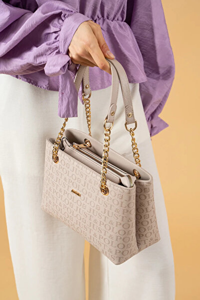 Just Polo Women's Stone Color Hand and Shoulder Bag-Bd2181