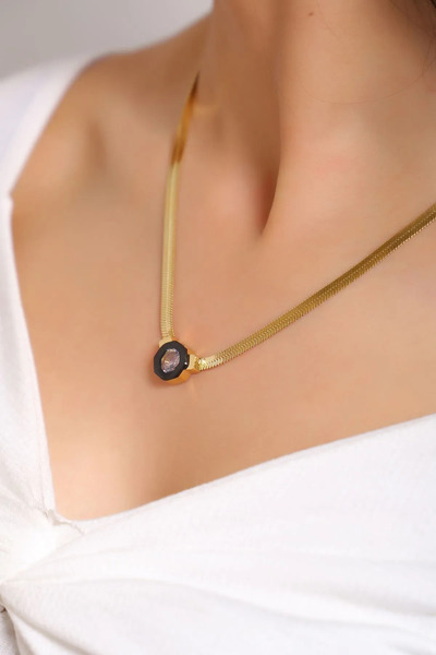 Alaçatı Accesories Çağla Şikel Kolye-Çelik Üzeri Altın Kaplama Gold Italyan (kararmaz-paslanmaz)