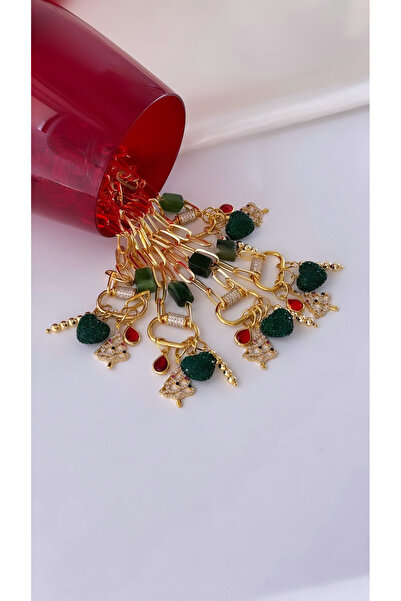 jewine studio Bereket Getiren Yılbaşı Özel Tasarım Yeşim Taşı ve Zirkon Charm...