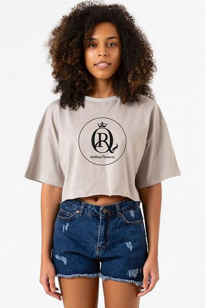 Tshirthane Stone Color Rolling Quartz Logo Women's Crop Hoodie