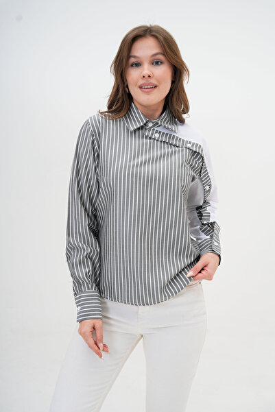 MAMAYAGA Dámská bavlněná košile se speciálním designem, límečkem, rukávem, zdobená halenka