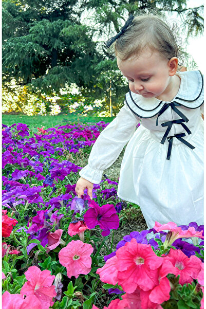 ALYRA Rochie de Crăciun de in pentru fete, în stil coreean, cu guler pentru bebeluși, cu mânecă lungă, căptușită cu fundă