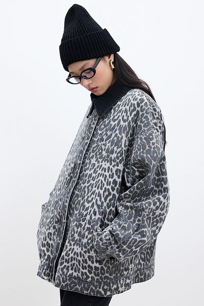 Manuka Jacke aus Gabardine mit Leopardenmuster