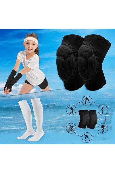 Gök Sports Children's Volleyball Knee Pad Volleyball Gloves Volleyball Sock Covering Sponge Support Set of 3