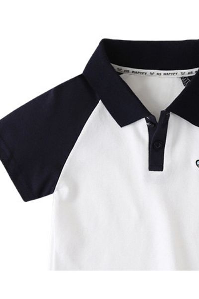 SAPS Shark Embroidered Polo Shirt & Shorts Set - White & Black