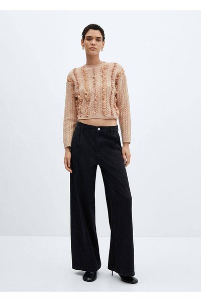MANGO Woman Kurzer Pullover mit Volant
