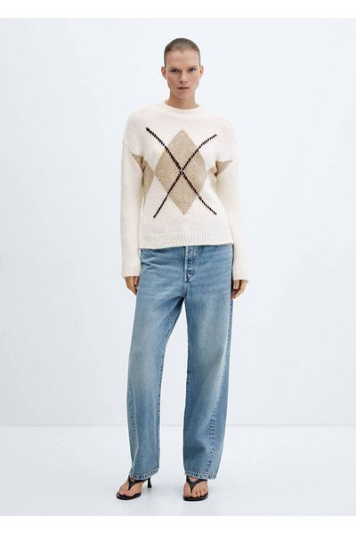 MANGO Woman Round Neck Cotton Linen Knitwear Sweater