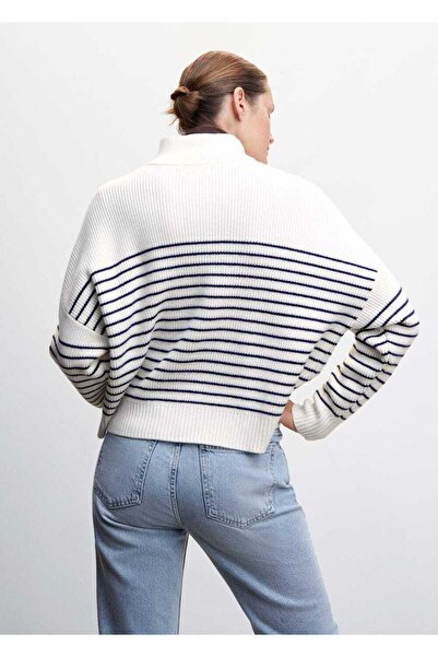 MANGO Woman Смугастий пуловер на блискавці