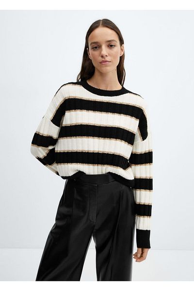 MANGO Woman Pulover cu dungi - Detaliu Lurex