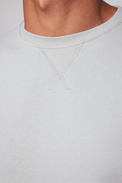 Tudors Unisex Relax Fit Rahat Kesim %100 Pamuk Basic Taş Renk Bisiklet Yaka Sweatshirt