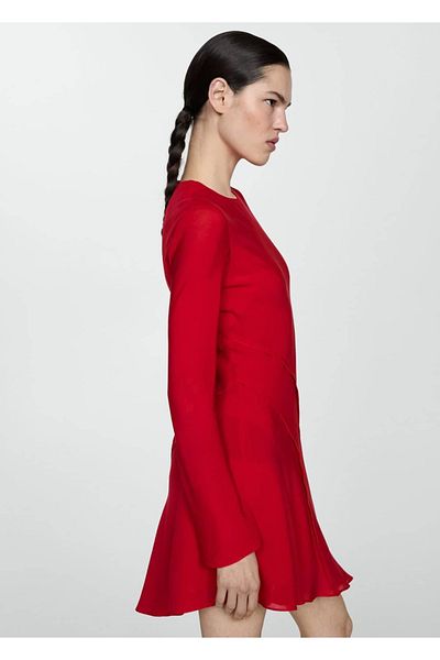 MANGO Woman Asymmetrical Stitching Detailed Dress