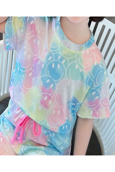 SAPS All Over Smiley Print T-Shirt & Shorts Co-ord Set - Multicolor