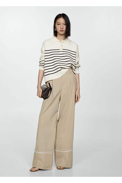 MANGO Woman Buttoned Collar knitted Sweater