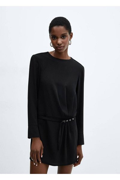 MANGO Woman Belted gathered dress