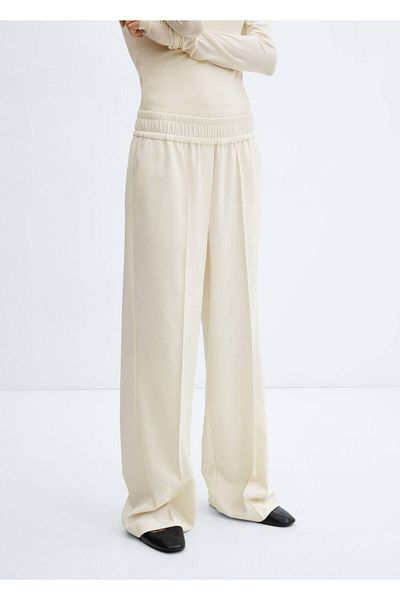 MANGO Woman Elastic waistband wideleg pants