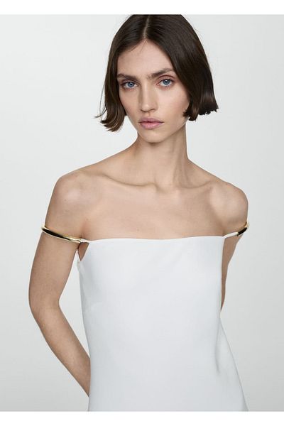 MANGO Woman Kovové detailní šaty na ramínka