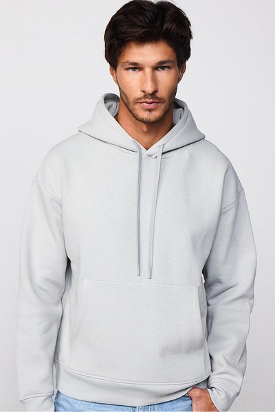 Tudors Φούτερ Unisex Oversize φαρδιά κομμένη βαμβακερή υφή βασική πέτρα με κουκούλα με φλις μέσα