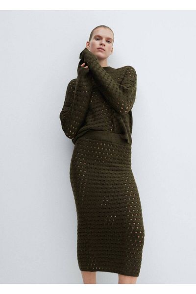 MANGO Woman Openwork detailed knit sweater