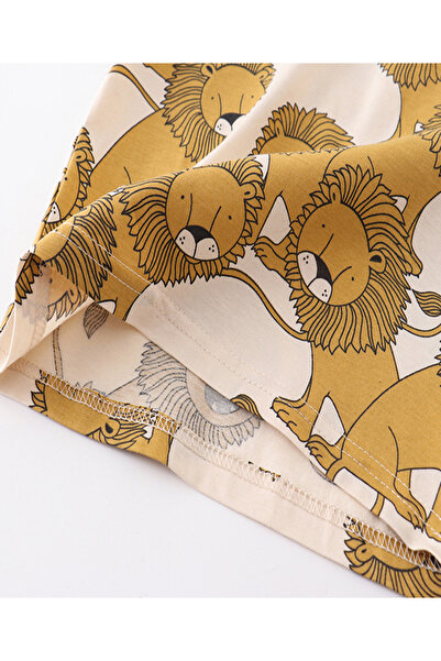 SAPS All Over Lion Print Co-ord Shorts & T-shirt Set - Beige