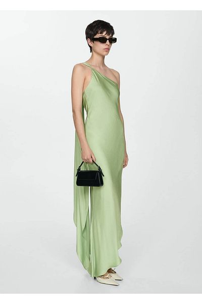 MANGO Woman Φόρεμα ασύμμετρης κοπής με τιράντες