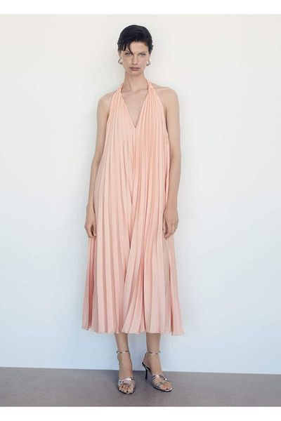 MANGO Woman Πλισέ μακρύ φόρεμα