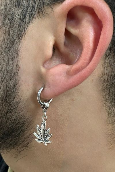 MAZEN Unisex Leaf Model Surgical Steel Earrings - Dangle, Single
