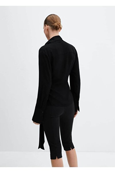 MANGO Woman Dwurzędowa bluzka z wiązaniem