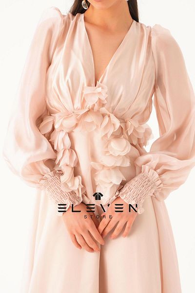 ELEVEN Women's Silk Dress with Flower Detail