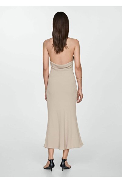 MANGO Woman Drape Yaka Halter Yaka Elbise