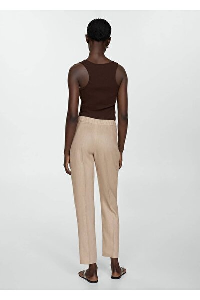 MANGO Woman Linen Jogger Pants - Relaxed Fit