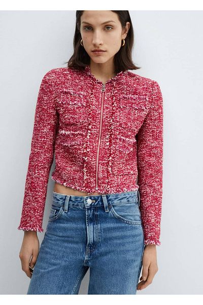 MANGO Woman Jacke aus Tweed mit Taschen
