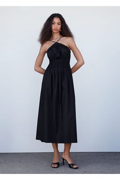 MANGO Woman Shromážděné Halter šaty
