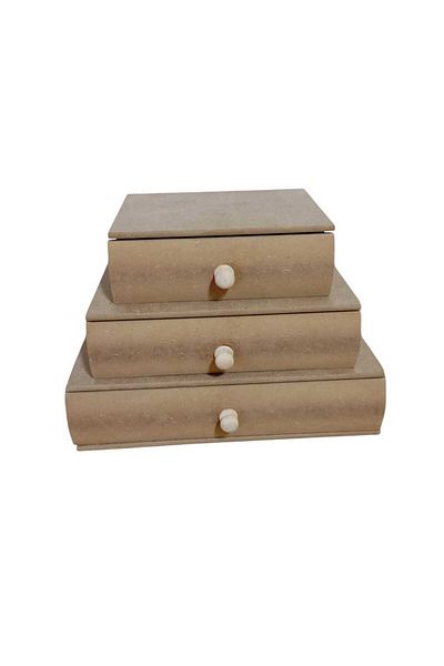 st koleksiyon hobi antika Mdf Book Shaped Box with 3 Drawers