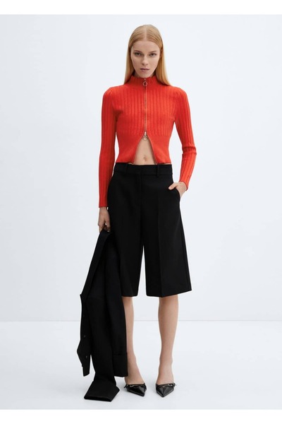 MANGO Woman Short cardigan with zipper