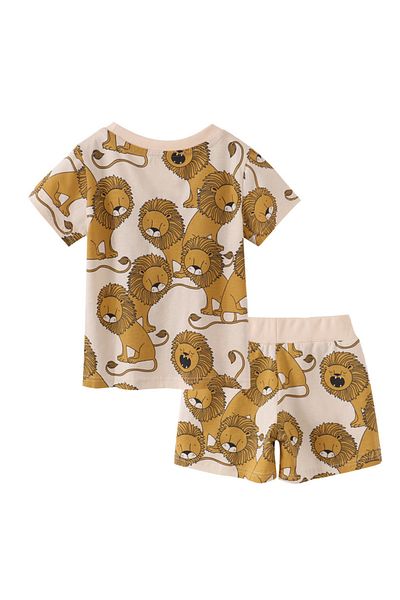 SAPS All Over Lion Print Co-ord Shorts & T-shirt Set - Beige