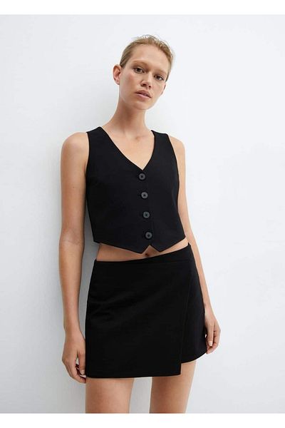 MANGO Woman Woven crossed mini skirt