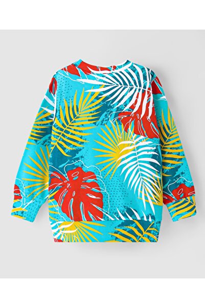 Ollington St. Ollington St. 100% Cotton Knit Full Sleeves Sweatshirt & Joggers Set Tropical Theme  - Multicolor