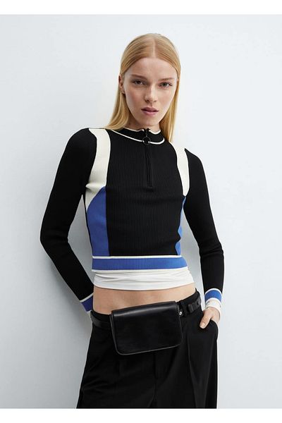 MANGO Woman Corded Zippered Sweater