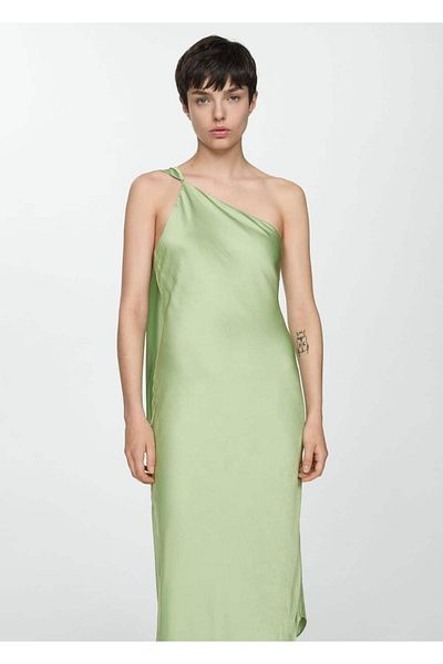 MANGO Woman Φόρεμα ασύμμετρης κοπής με τιράντες