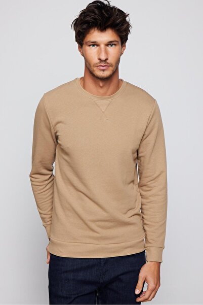 Tudors Φούτερ Unisex Oversize Wide Cut 100% βαμβακερό βασικό καφέ φούτερ με λαιμόκοψη