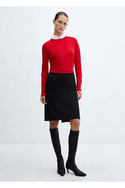 MANGO Woman Round Neck Cotton Linen Knitwear Sweater